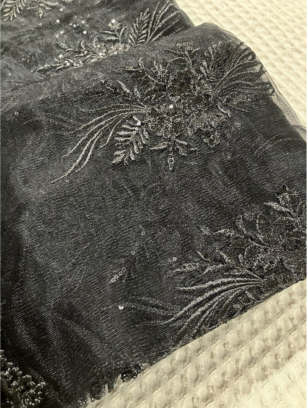 Black Lace Fabric 52”x174” Tablecloth New Fast Ship